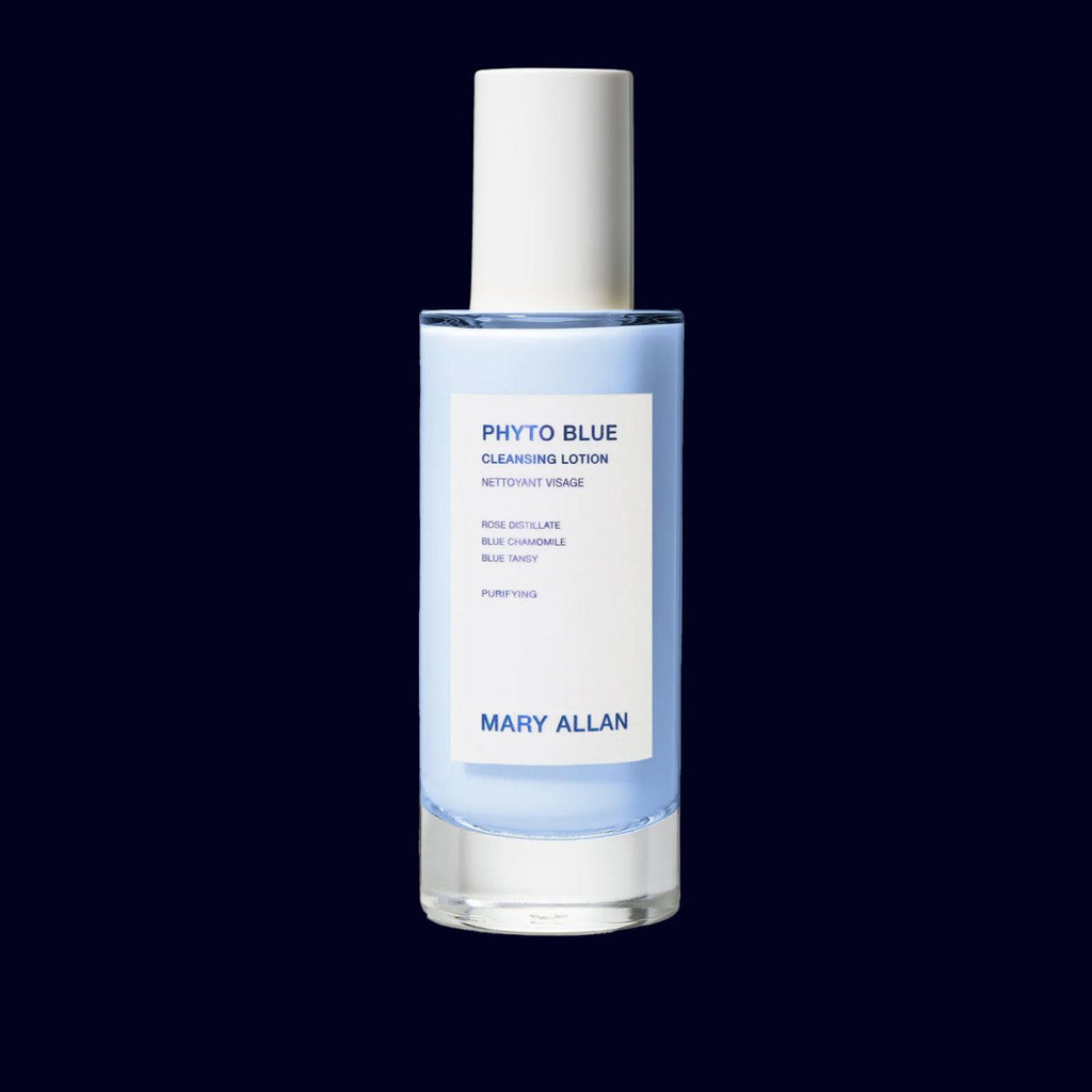 mary allan phyto blue cleansing lotion glass bottle