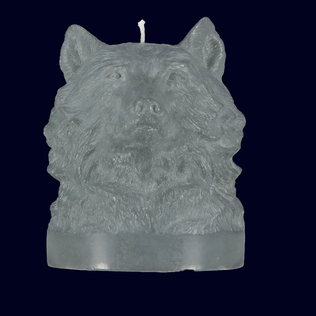 lion head candle in grey
