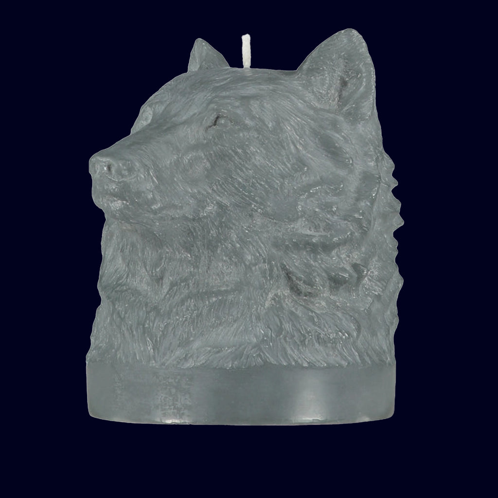 lion head candle in grey