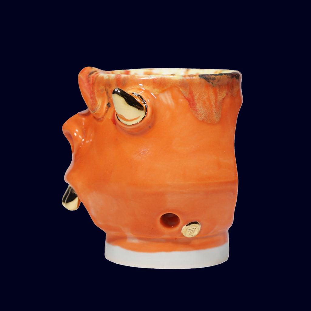 dogabi goblin with gold teeth ceramic incense burner