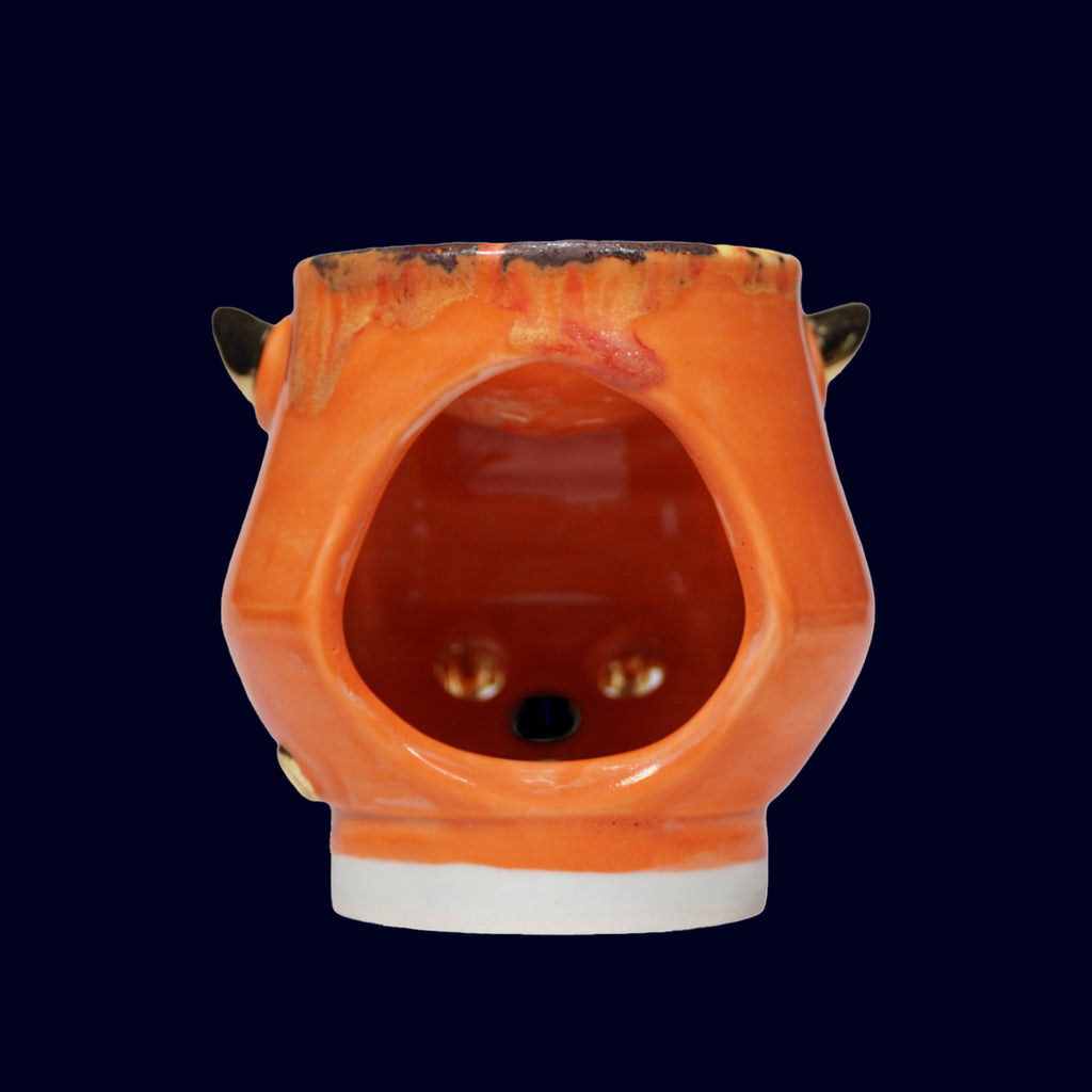 dogabi goblin with gold teeth ceramic incense burner