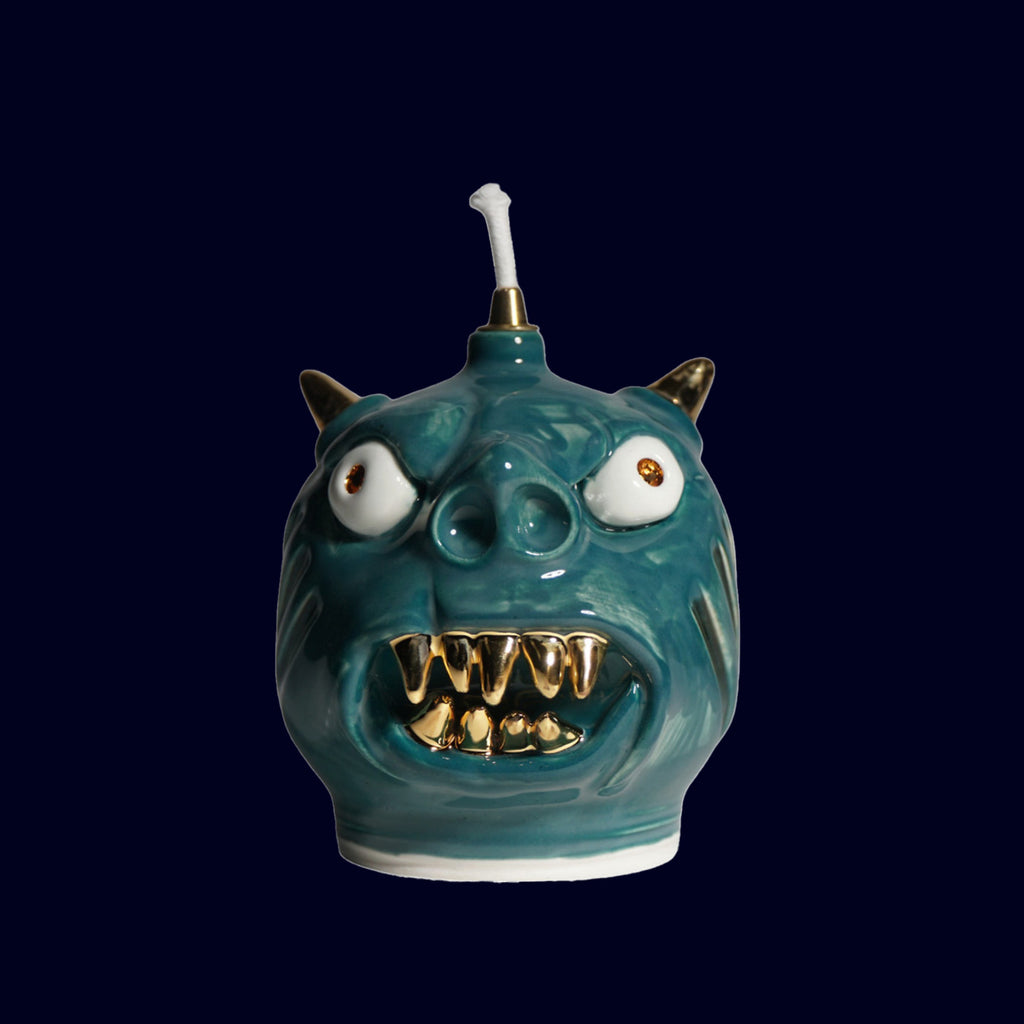 dogabi ceramic oil lamp with gold teeth