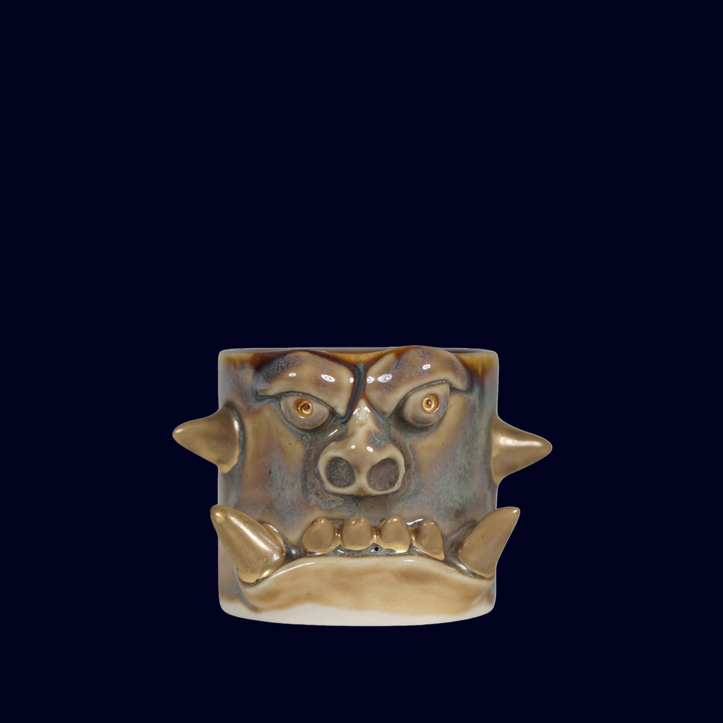CERAMIC espresso cup with teeth and horns dogabi