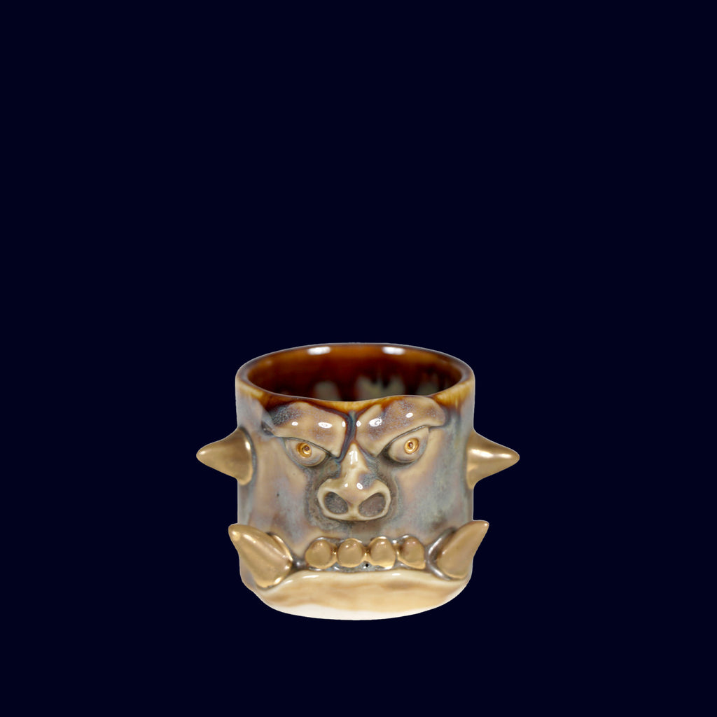 CERAMIC espresso cup with teeth and horns dogabi