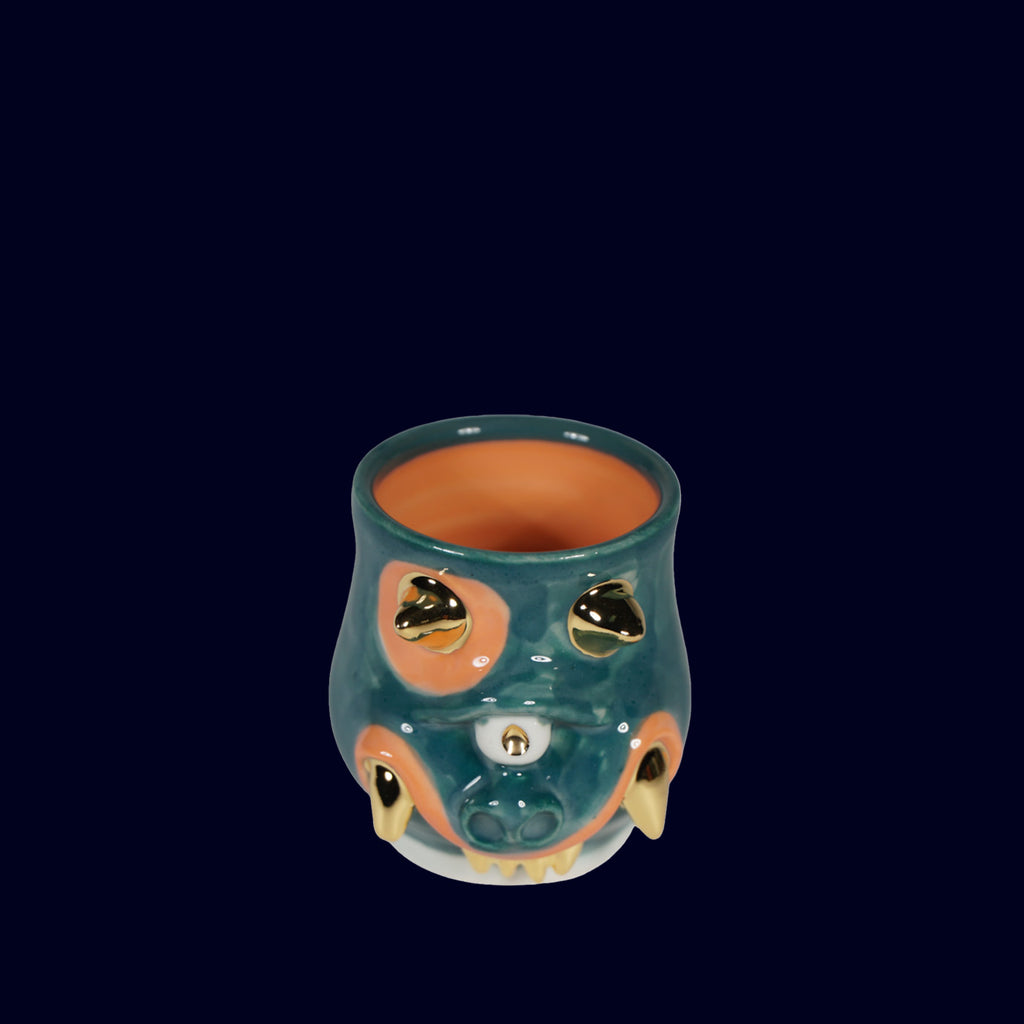 DOGABi ceramic espresso cup gold teeth