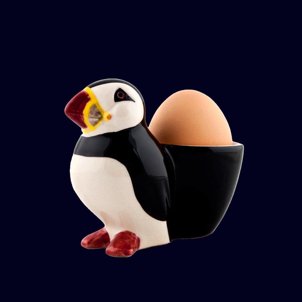 ceramic egg holder puffin shaped from quail