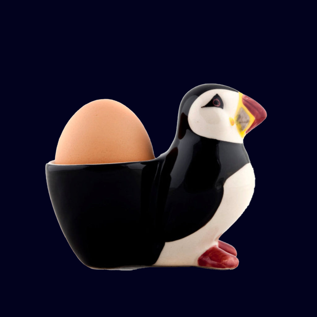 ceramic egg holder puffin shaped from quail