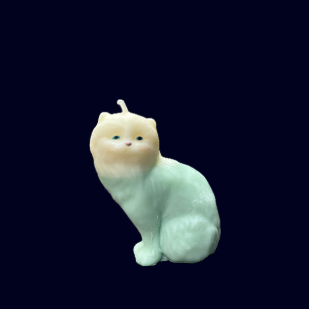 SMALL CAT CANDLE GREEN