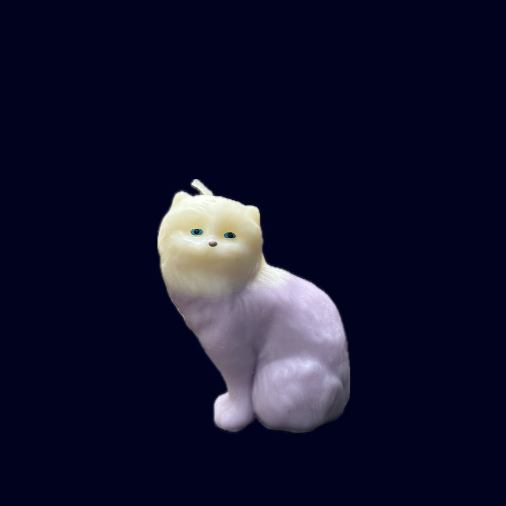 SMALL CAT CANDLE LILAC