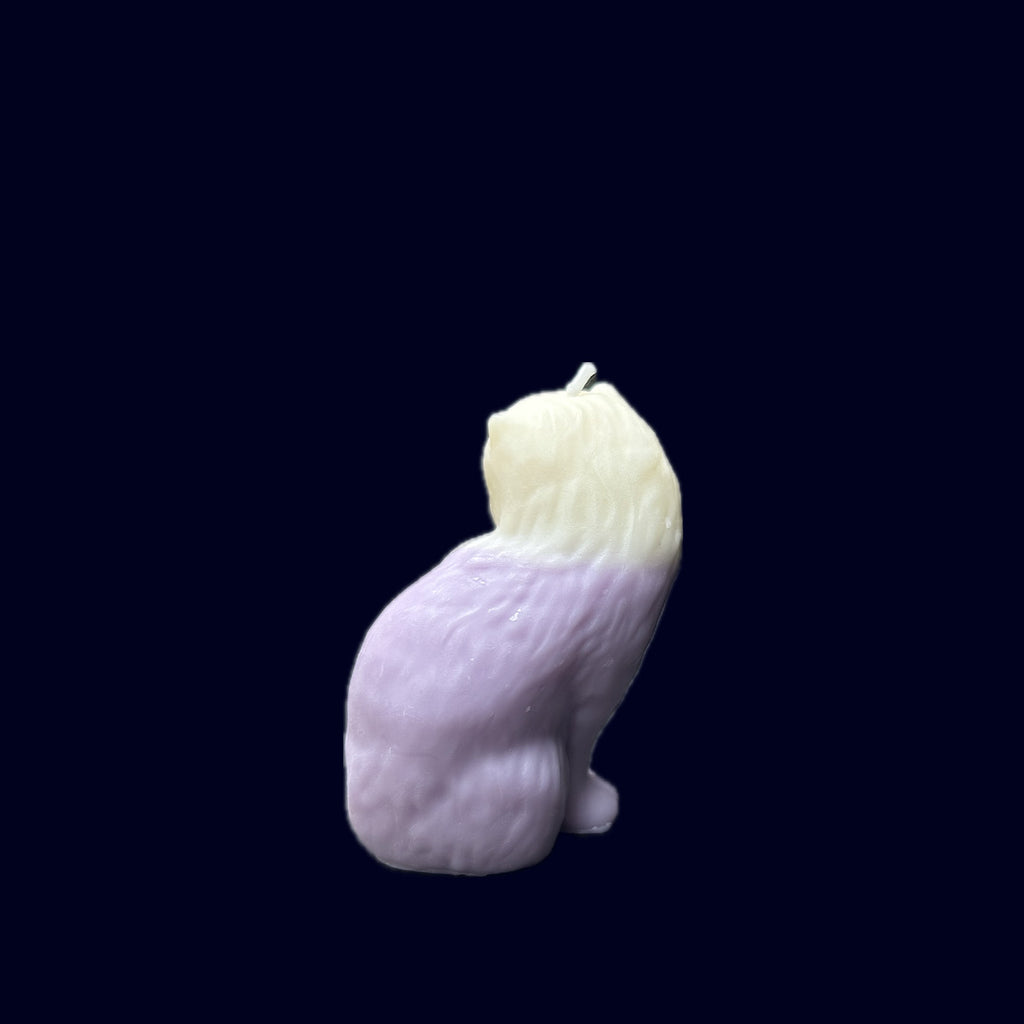 SMALL CAT CANDLE LILAC