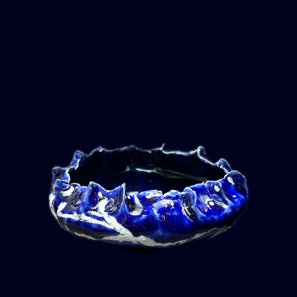 blue and white handmade ceramic small bowl
