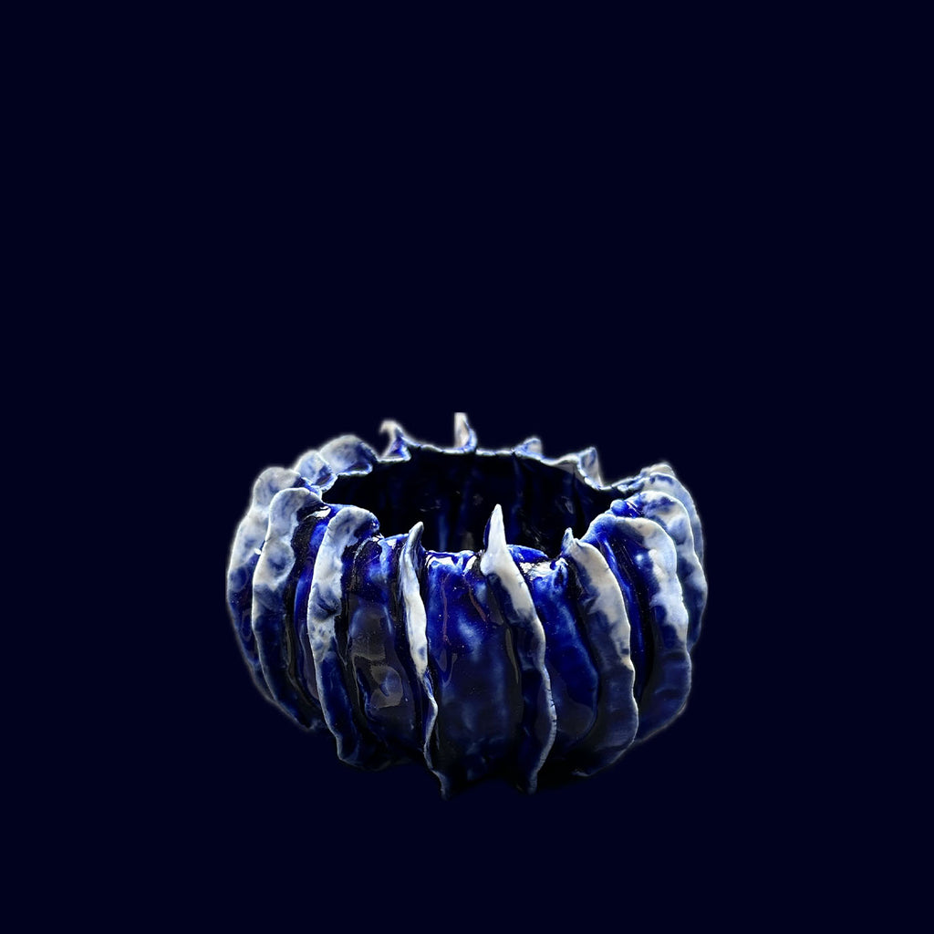 blue and white handmade ceramic small bowl