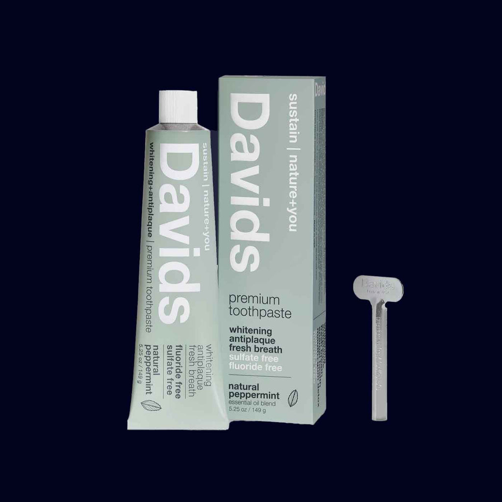 davids natural toothpaste in metal tube with key