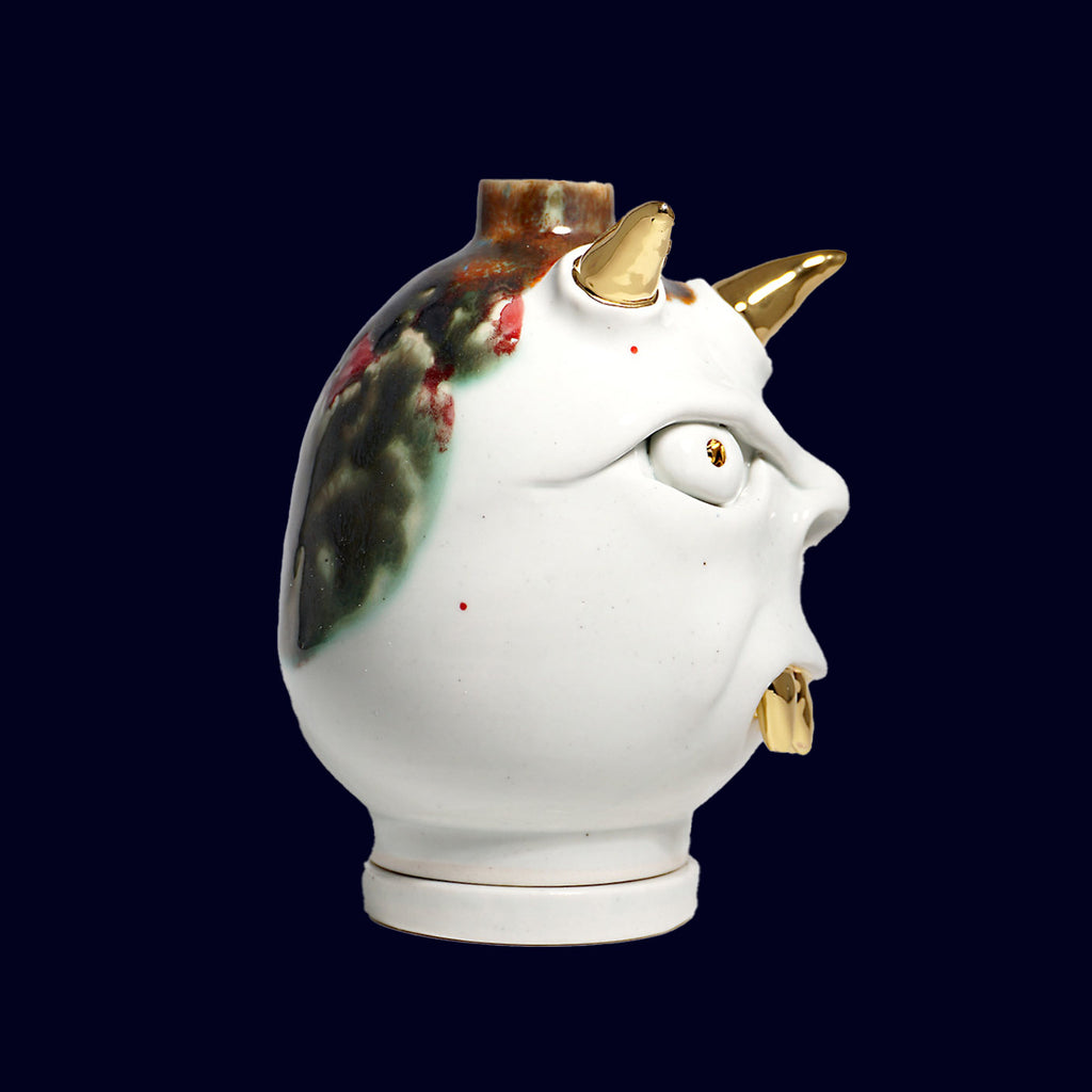 dogabi incence burner  ceramic monster gold teeth