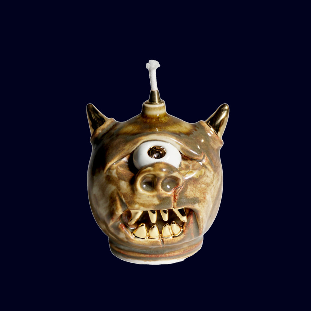 dogabi ceramic oil lamp gold teeth