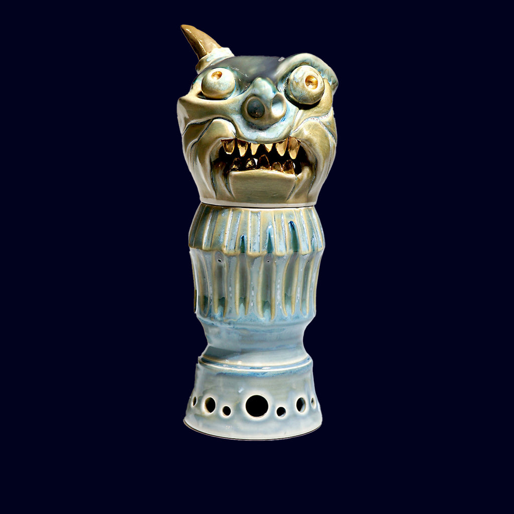 dogabi ceramic incense burner tall monster gold teeth