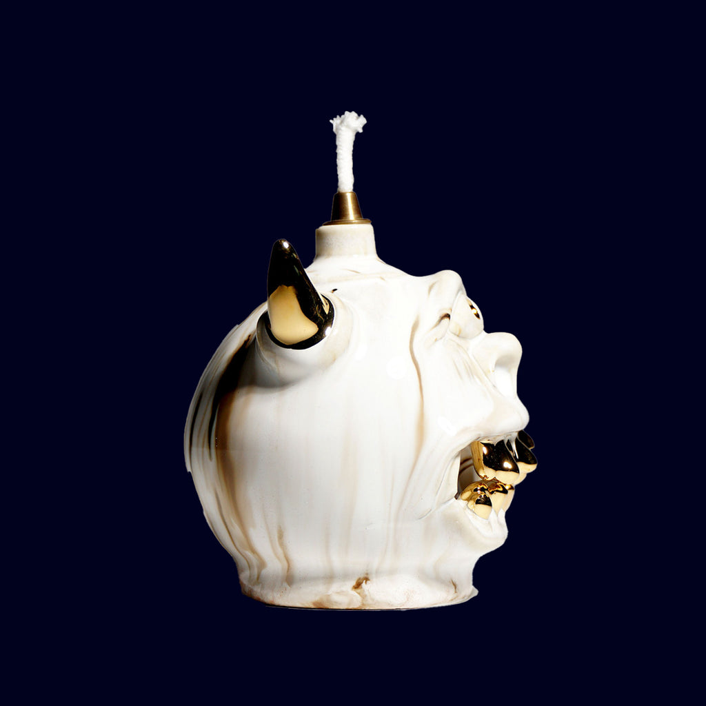 dogabi ceramic oil lamp monster gold teeth