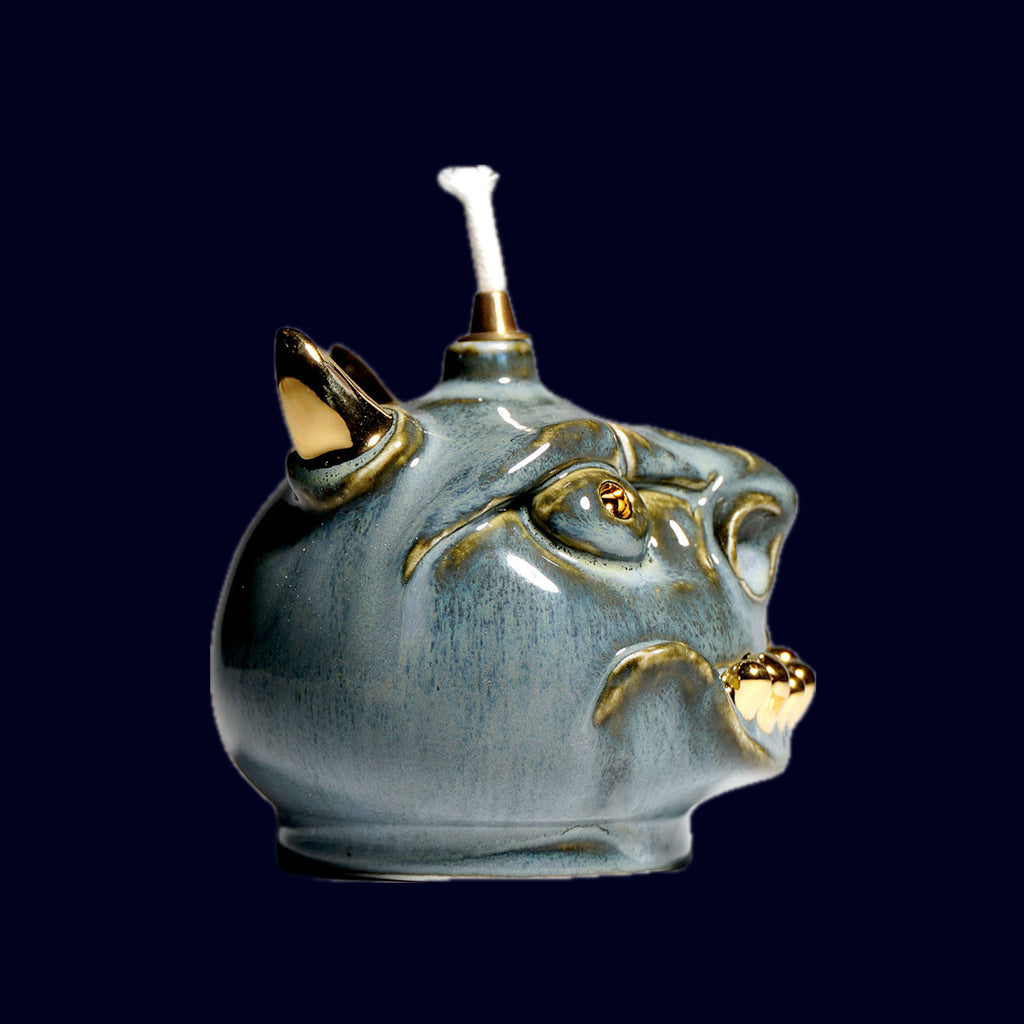 dogabi oil lamp ceramic monster gold teeth