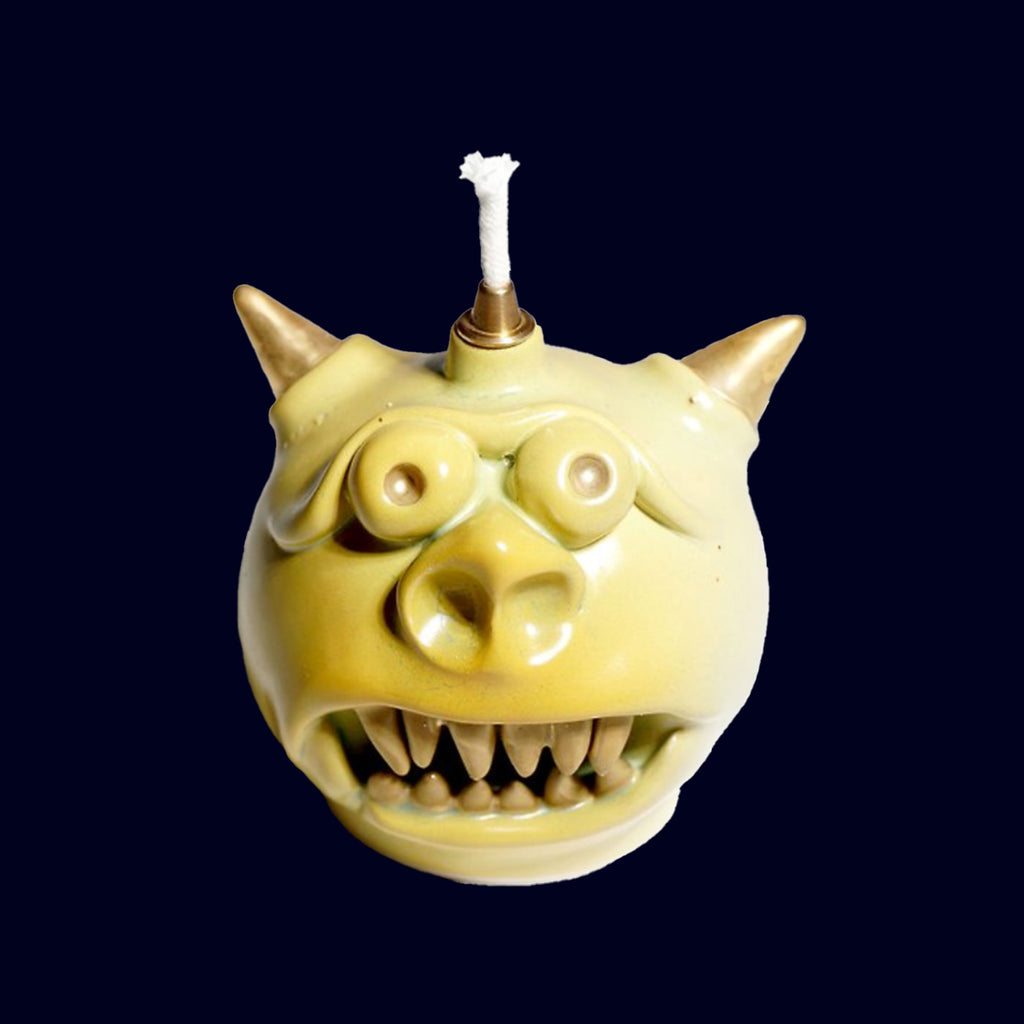 dogabi ceramic monster gold teeth oil lamp