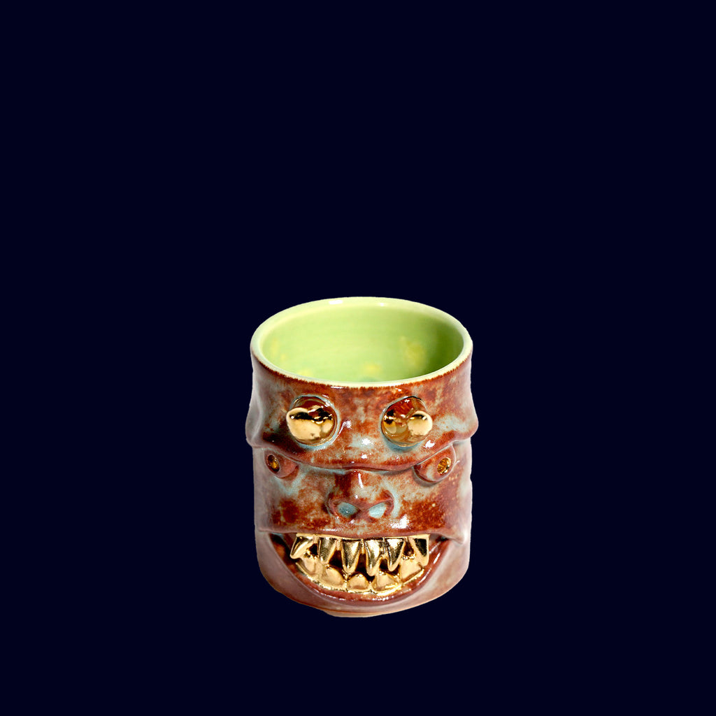 dogabi shot cup ceramic monster gold teeth