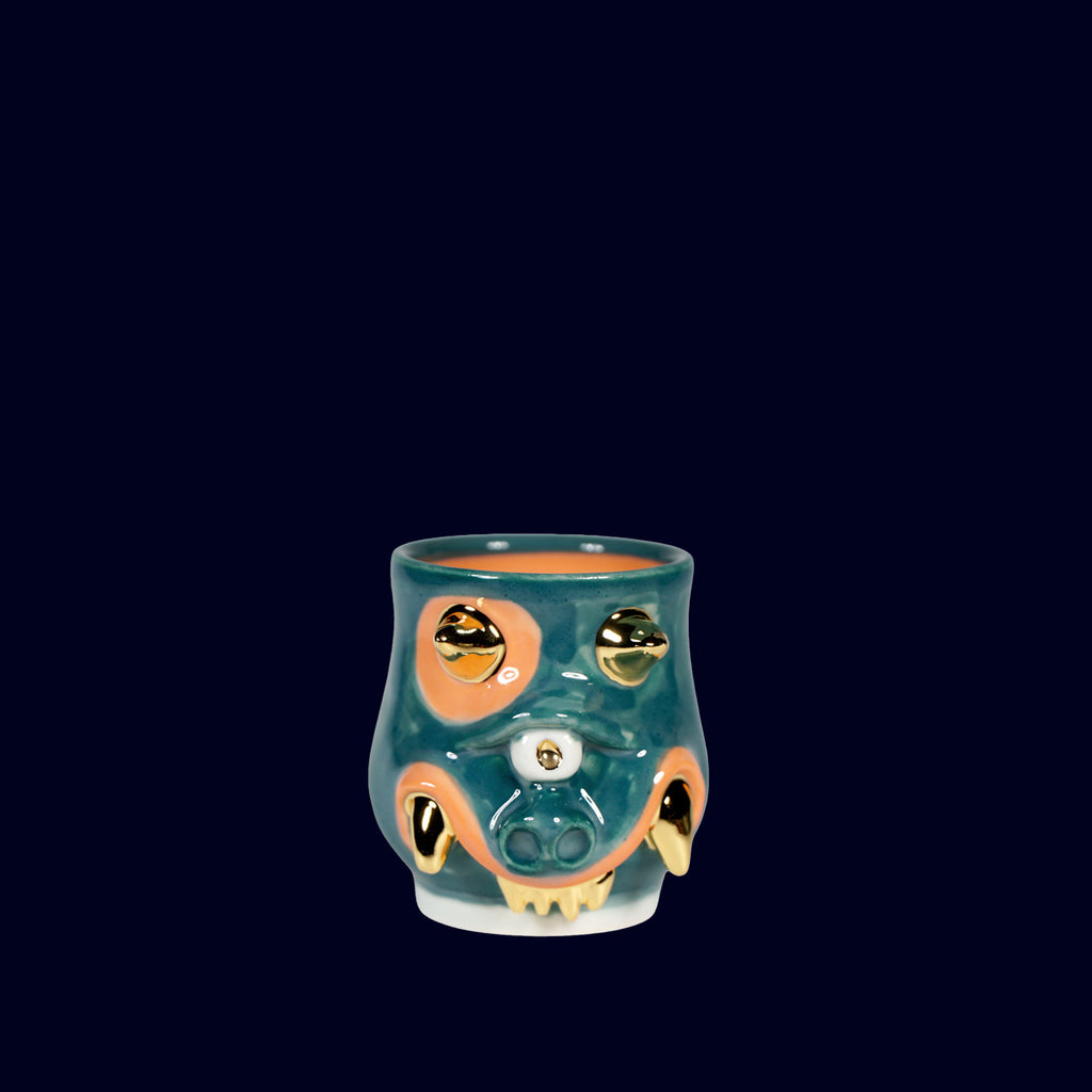 DOGABi ceramic espresso cup gold teeth