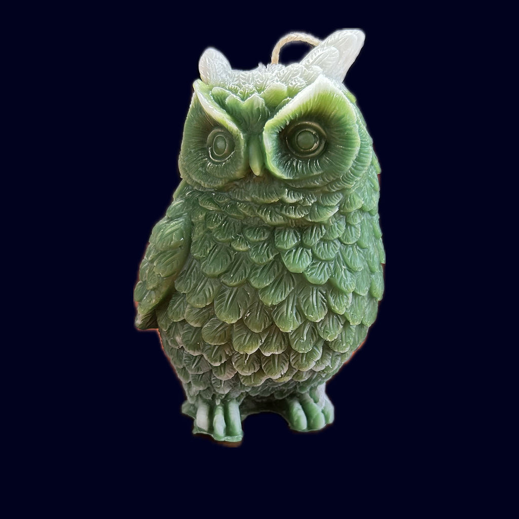 owl candle green
