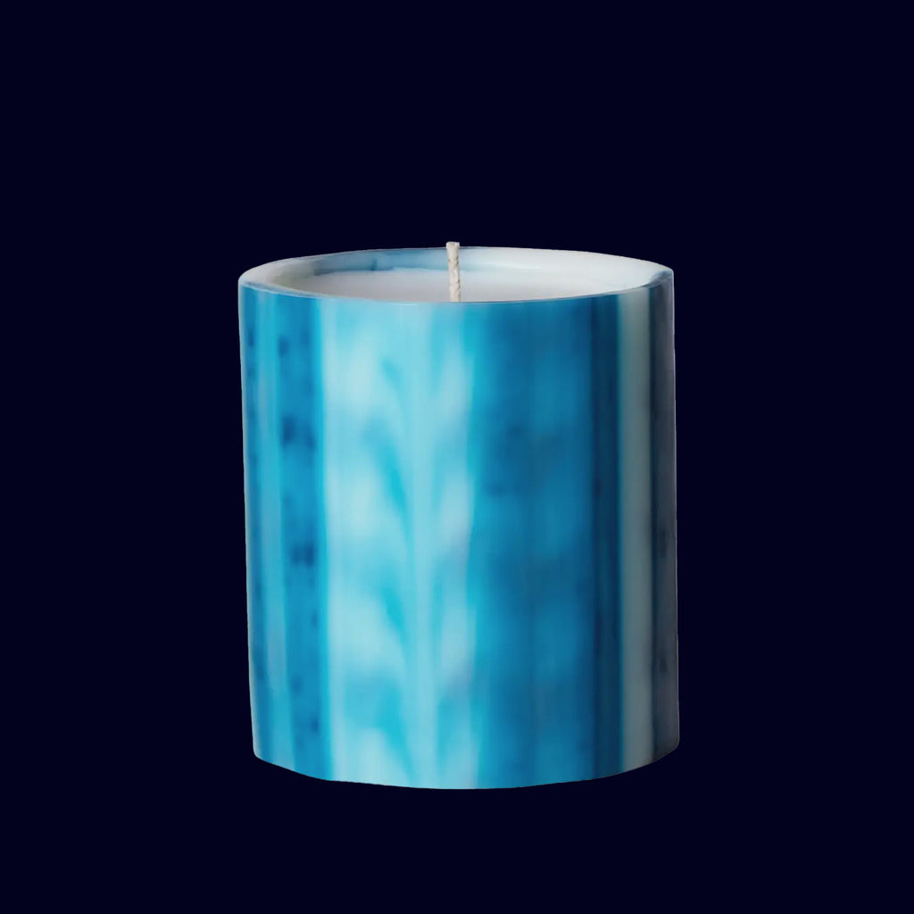 blue candle wax vessel le feu de l'eau