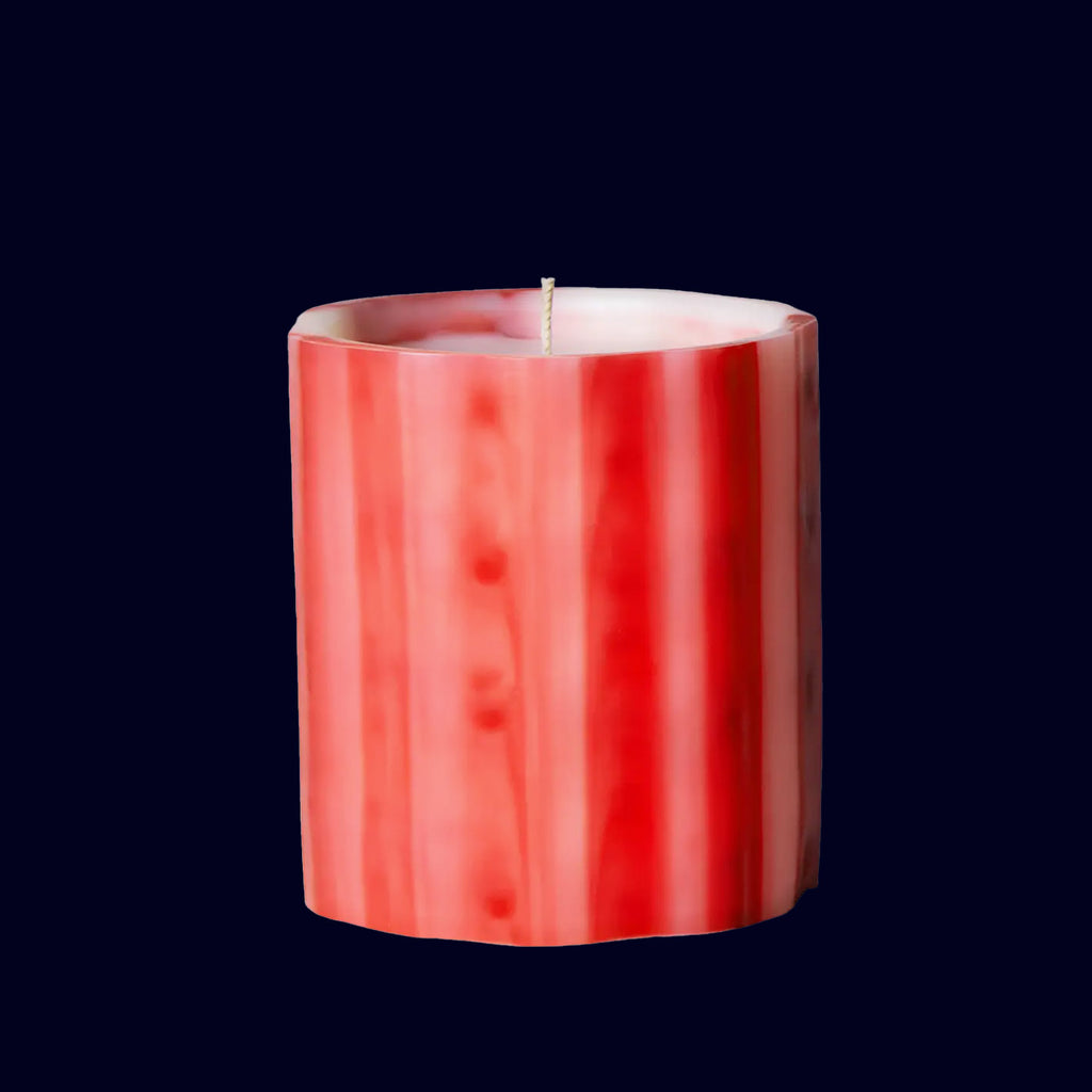 red scented candle wax vessel rose