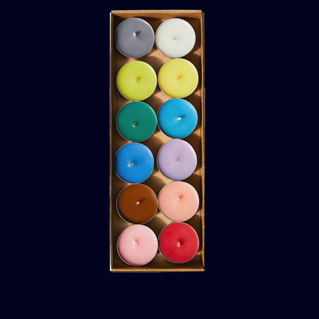 tea light candels rainbow color le feu de l'eau
