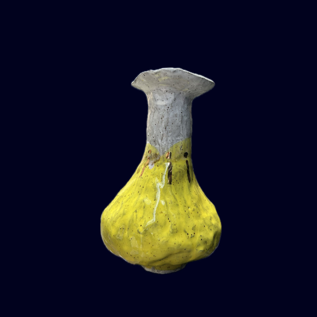 handbuilt ceramic vase yellow