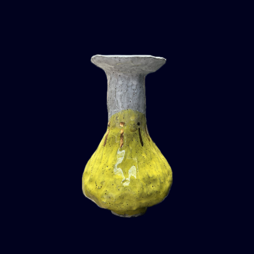 handbuilt ceramic vase yellow