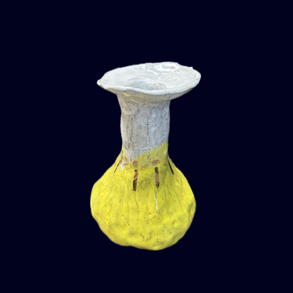 handbuilt ceramic vase yellow