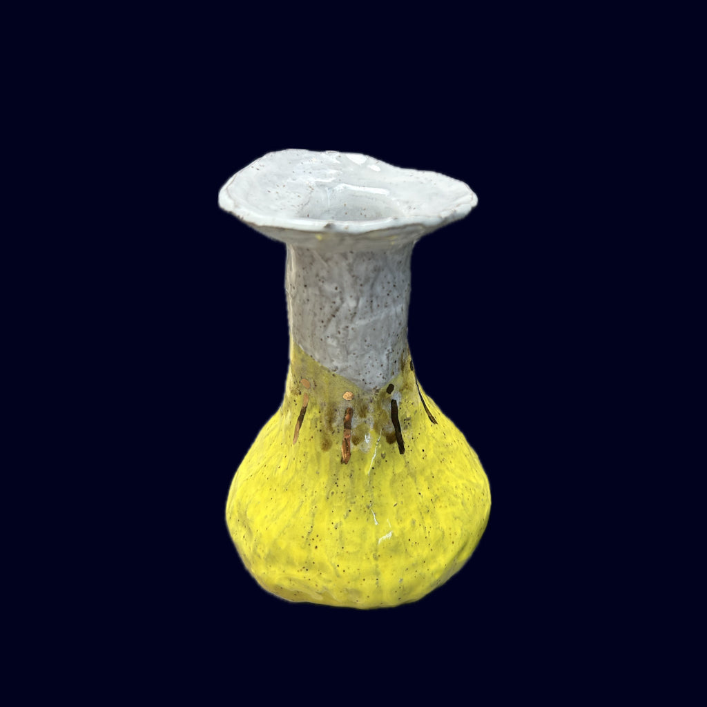 handbuilt ceramic vase yellow