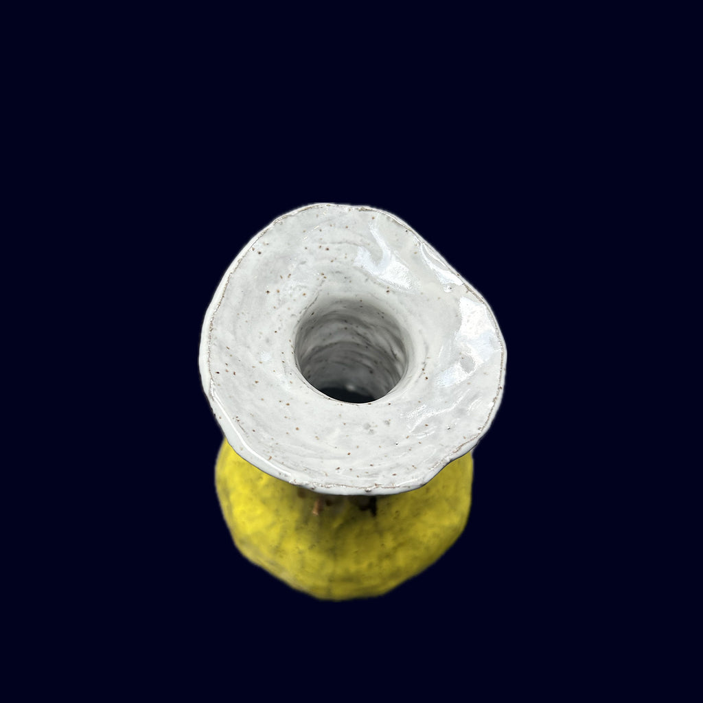 handbuilt ceramic vase yellow