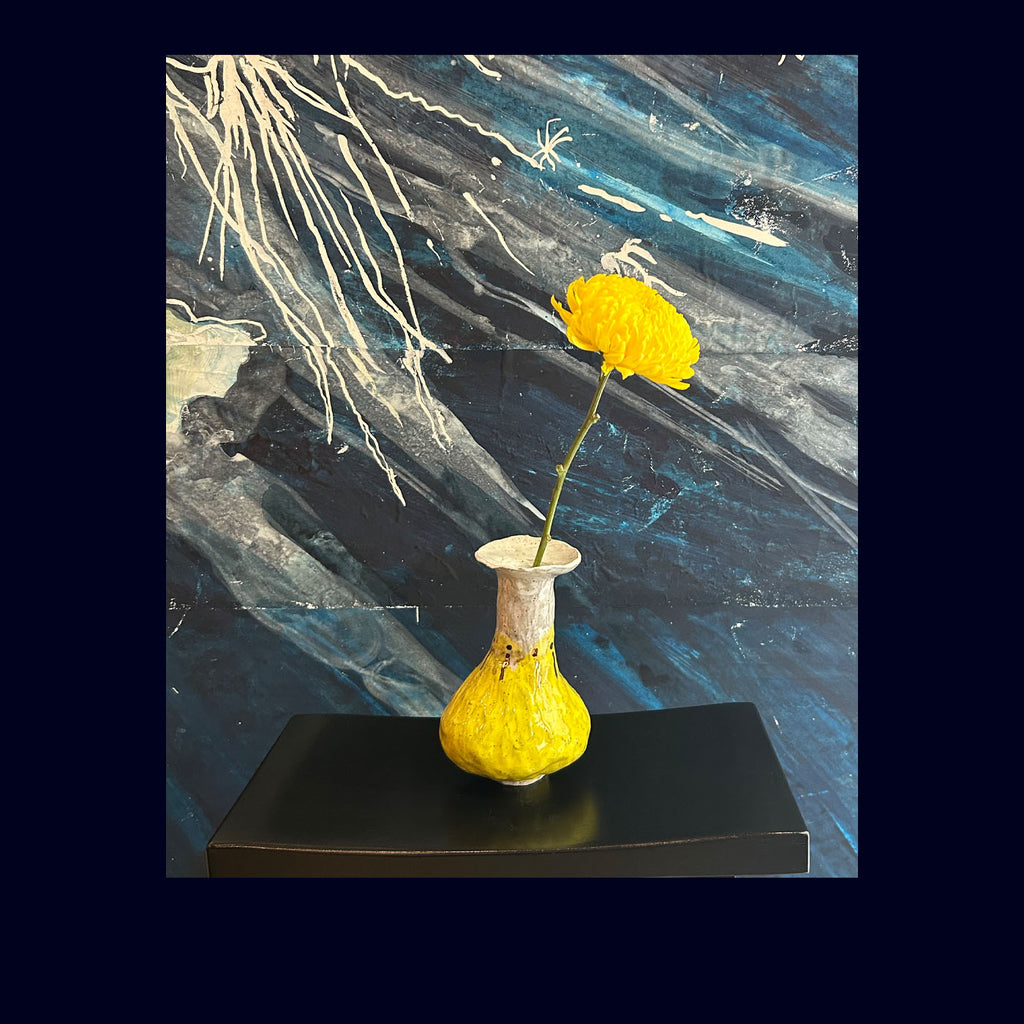 handbuilt ceramic vase yellow