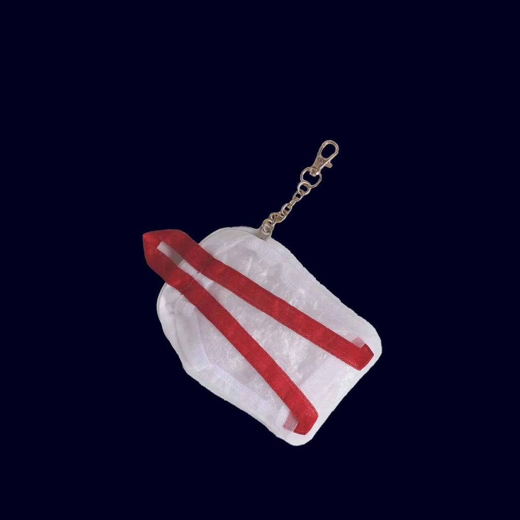 Keychain from white organza pouch
