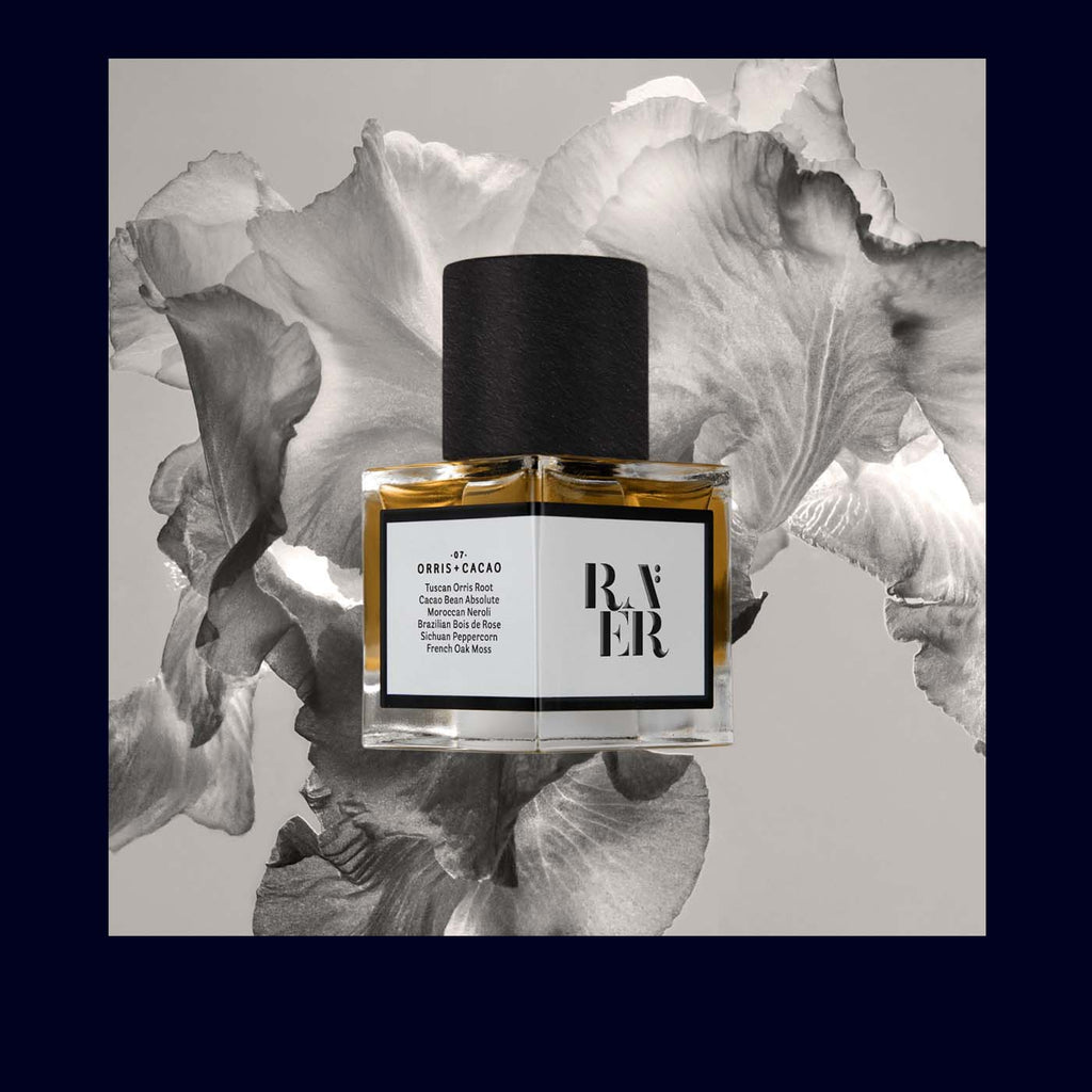 raer bottle of perfume orris and cacao