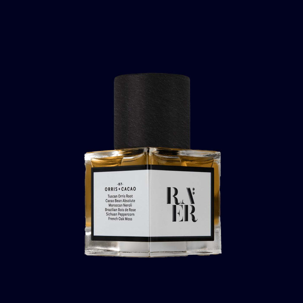 raer bottle of perfume orris and cacao