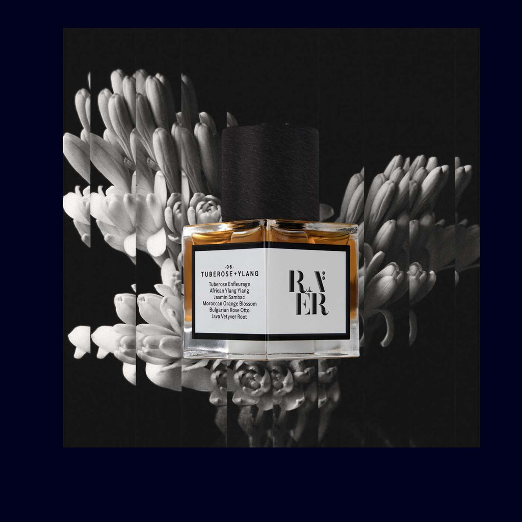 raer perfume tuberose ylang square bottle