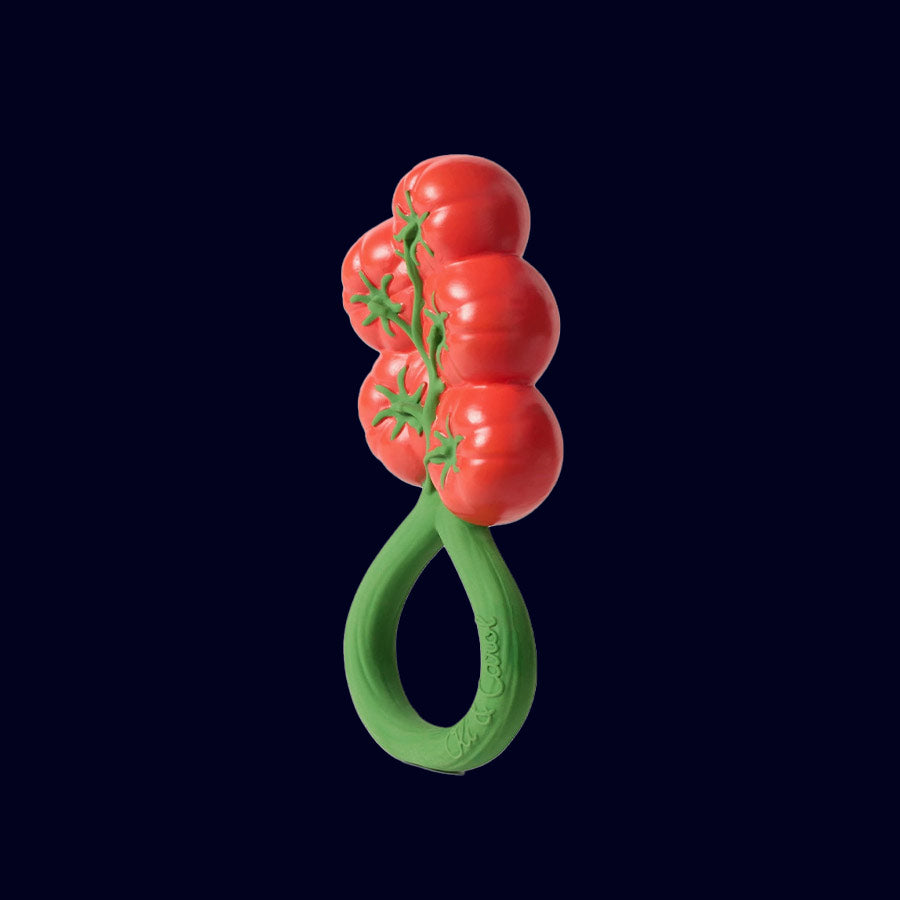 rubber teether toy tomato shape
