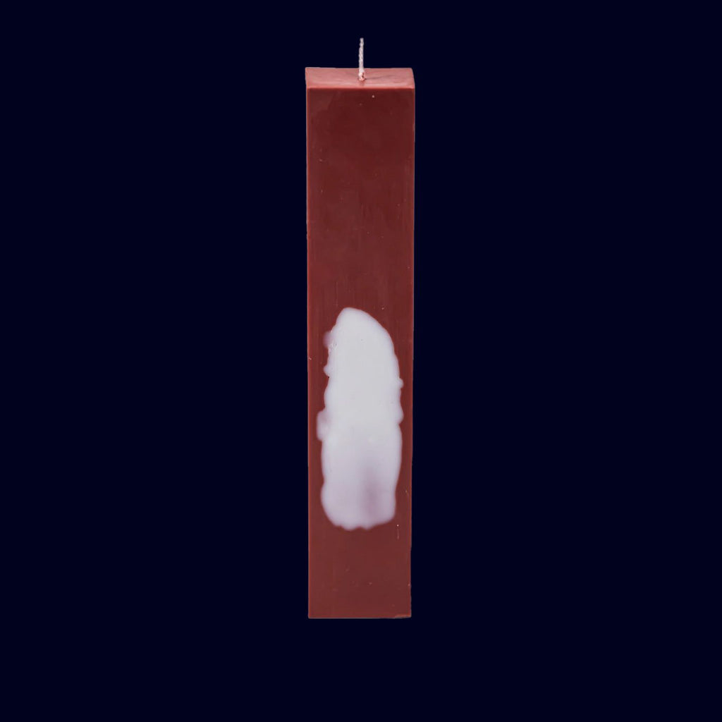 pillar candle burgandy with a white cloud