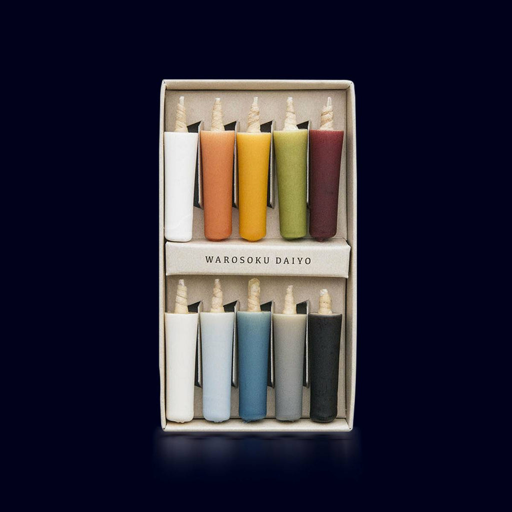 Daiyo box of 10 mini japanese candles in earth colors