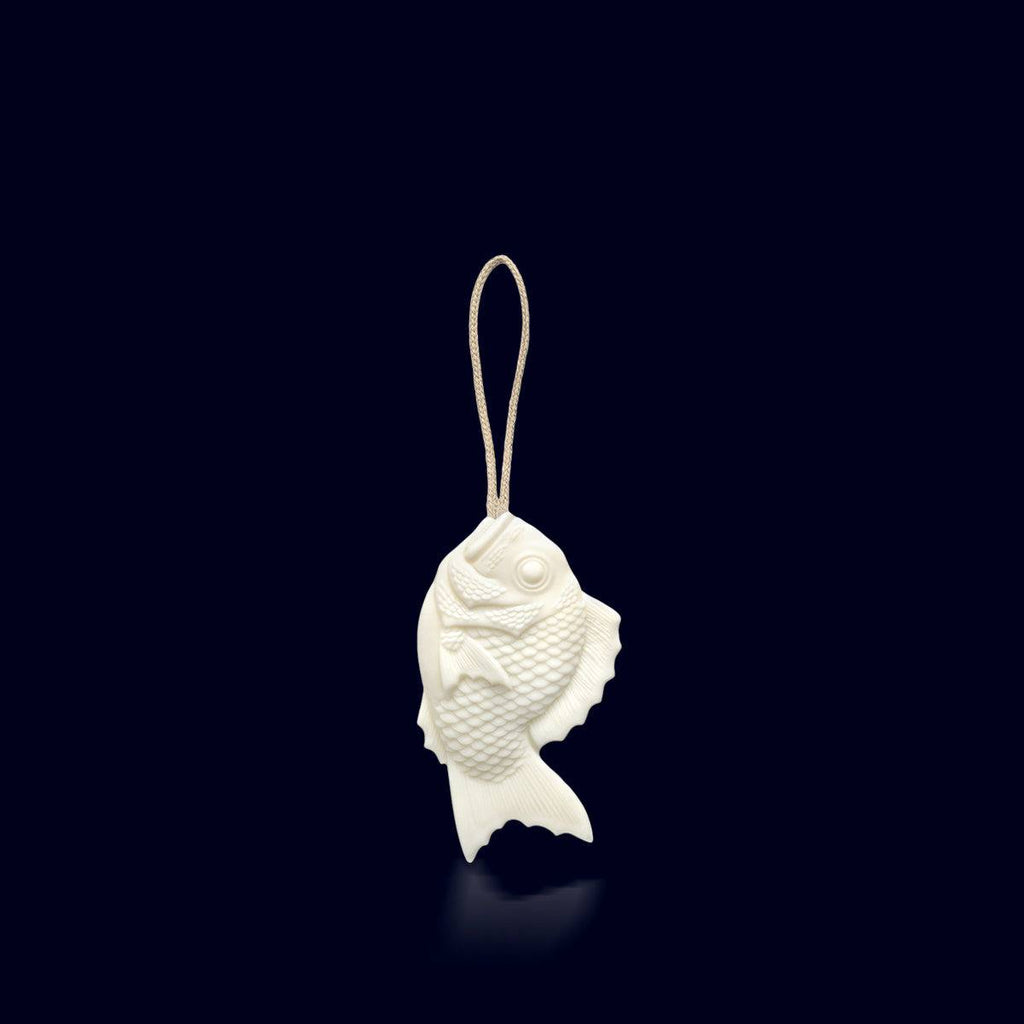 tamanohada white soap on a rope fish shape