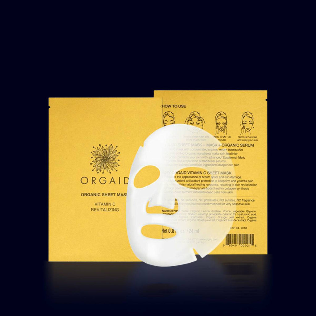 orgaid box of organic face sheet masks- vitamin c 
