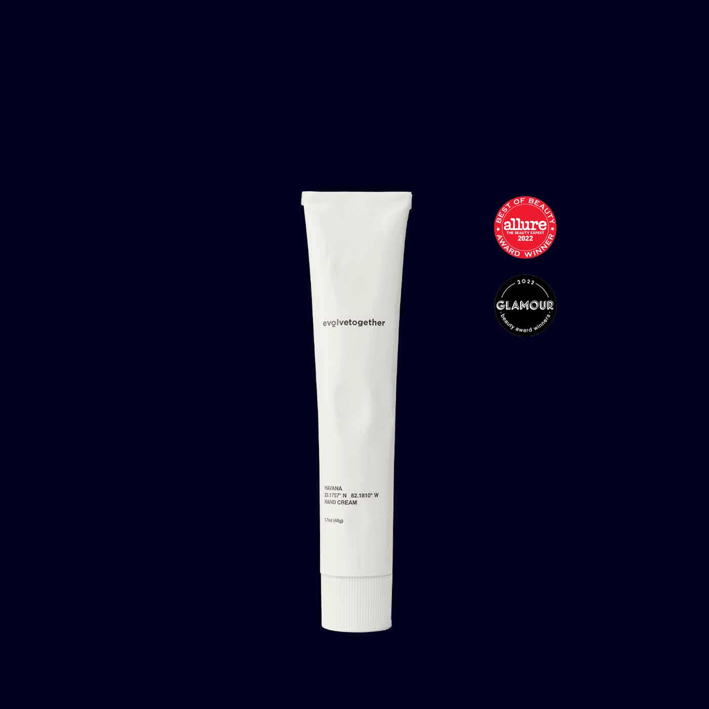 metal tube of natural hand cream from evolvetogether