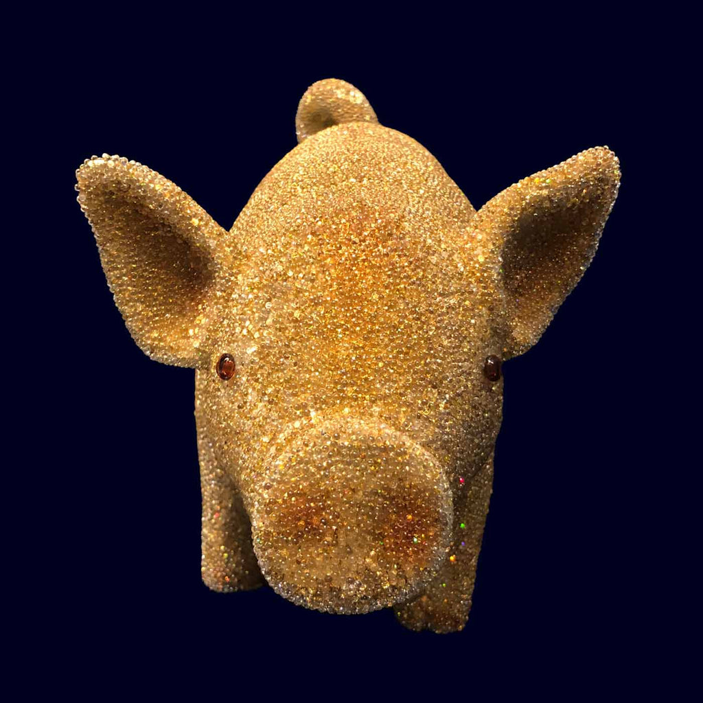 Ino schaller papier mache pig with gold glitters