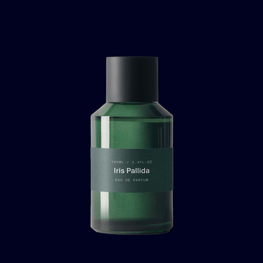 iris pallida fragrance from marie jeanne green bottle