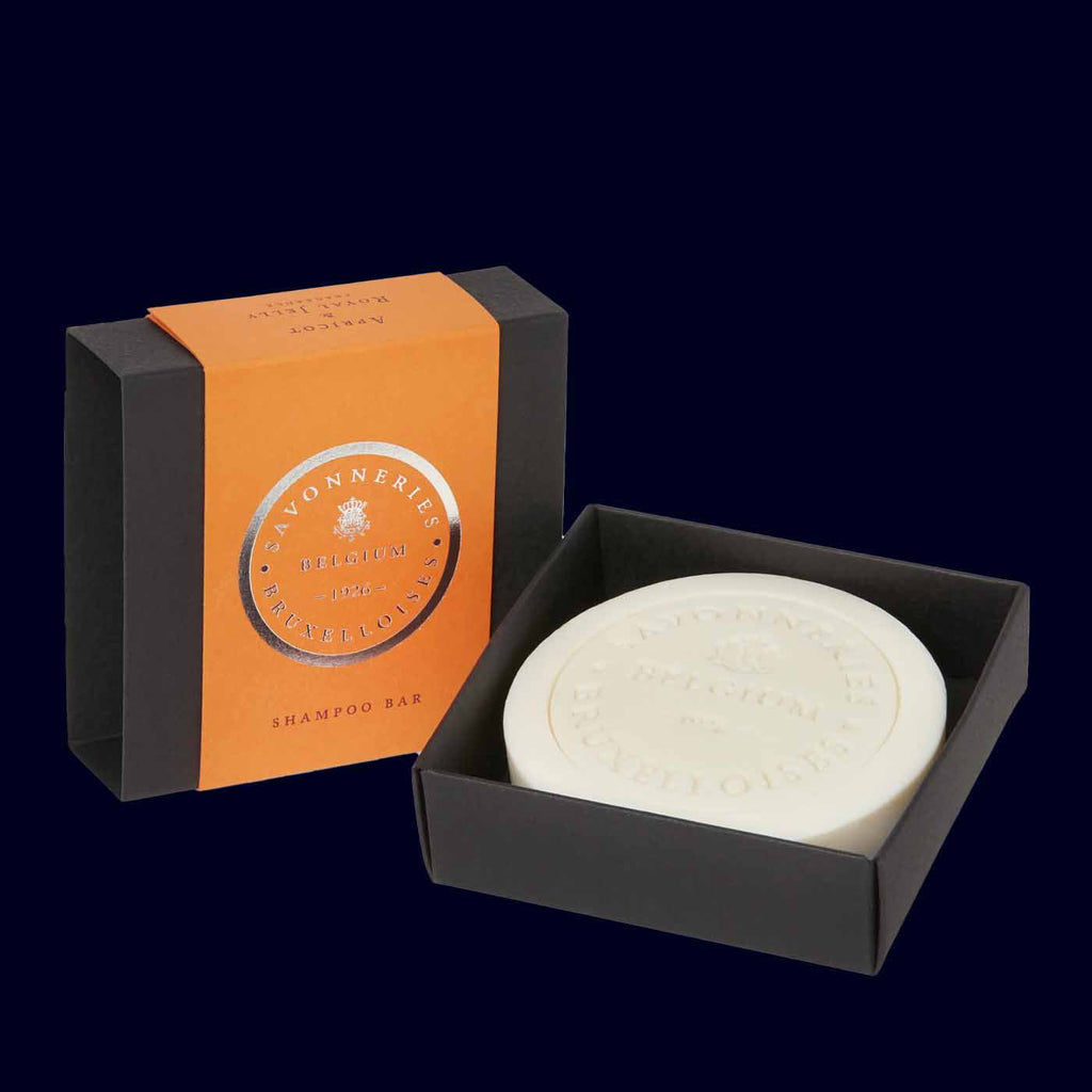 shampoo bar in black cardboard box from savonneries bruxelloises